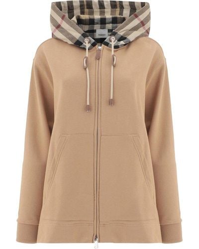Burberry Checked Zip-up Hoodie - Brown