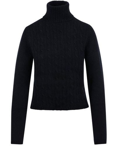 Allude Turtleneck Knitted Sweater - Blue