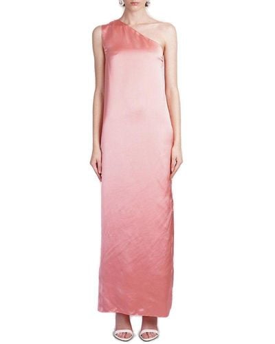 Lanvin Long Asymmetrical Ribbon Detailed Dress - Pink