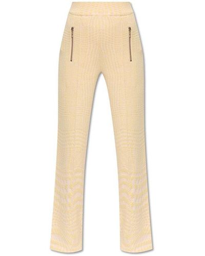 Burberry Houndstooth Jacquard High-waisted Trousers - Natural