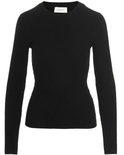 Sportmax Crewneck Long-sleeved Sweater - Black