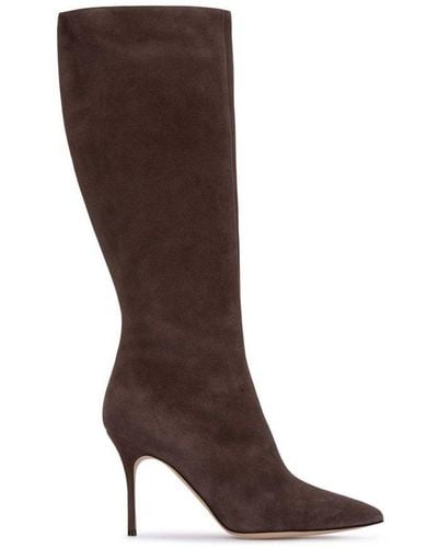 Manolo Blahnik Pointed-toe Heeled Boots - Brown