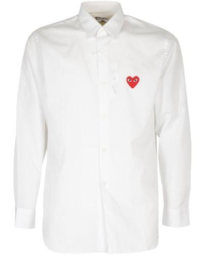 COMME DES GARÇONS PLAY Heart Logo Patch Buttoned Shirt - White