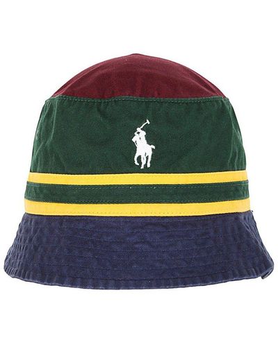 Polo Ralph Lauren Logo Embroidered Striped Bucket Hat - Multicolour