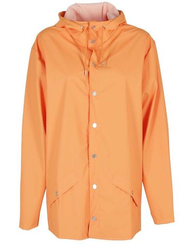 Rains Long-sleeved Drawstring Hooded Jacket - Orange