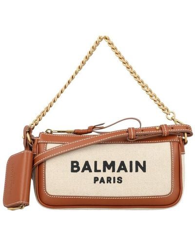 Balmain B-army Chained Clutch Bag - Brown