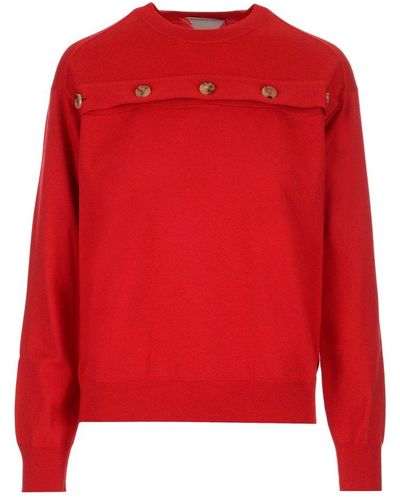 Bottega Veneta Button Detail Knitted Sweater - Red