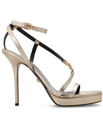 Versace Strap Heeled Sandals - Metallic