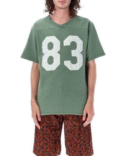 ERL Number-printed V-neck Football T-shirt - Green