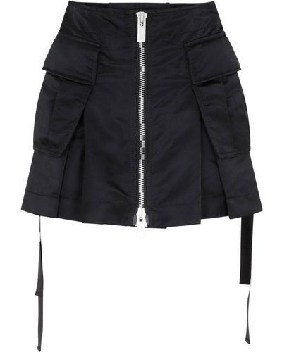Sacai Strap-detailed Zip-up Mini Skirt - Black