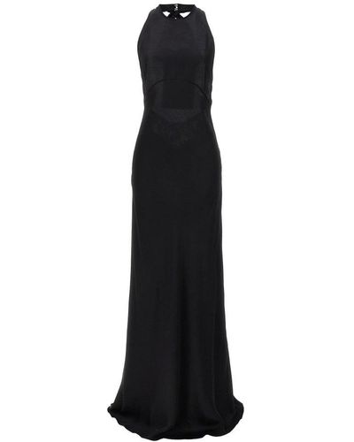 N°21 No21 Open-back Halterneck Satin Maxi Dress - Black