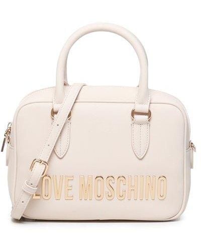 Love Moschino Logo Lettering Top Handle Bag - Natural