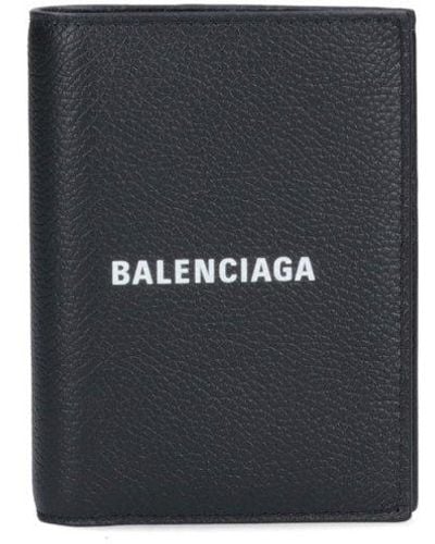 Balenciaga Logo Printed Bi-fold Wallet - Black