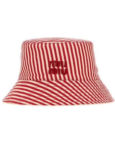 Miu Miu Reversible Bucket Hat With Pouch - Red