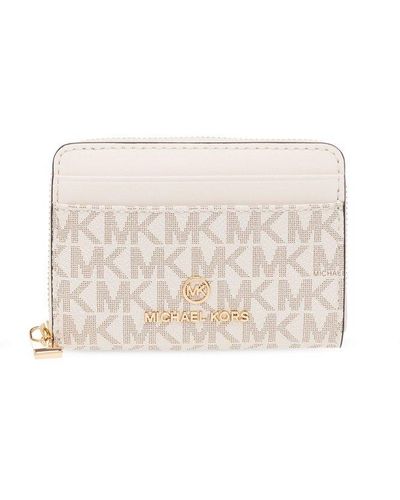 MICHAEL MICHAEL KORS BEIGE JET SET WALLET WITH LOGO IN LEATHER WOMAN –  Baltini