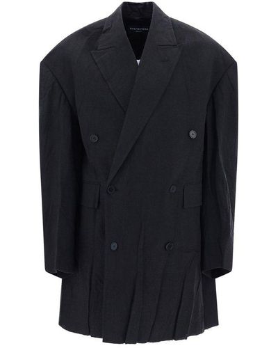 Balenciaga Double-breasted Long-sleeved Coat - Black
