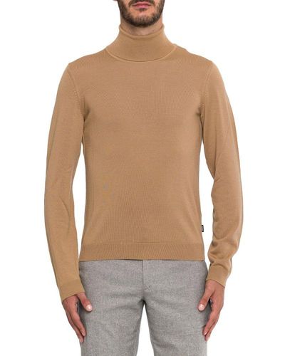 BOSS Slim-fit Roll-neck Sweater - Grey