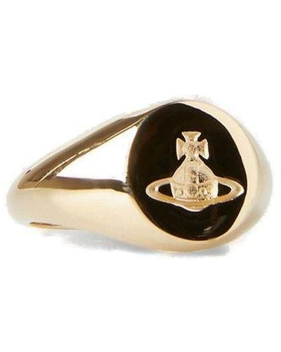 Vivienne Westwood Orb Engraved Ring - Metallic