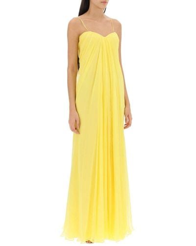 Alexander McQueen Draped Strapless Dress - Yellow