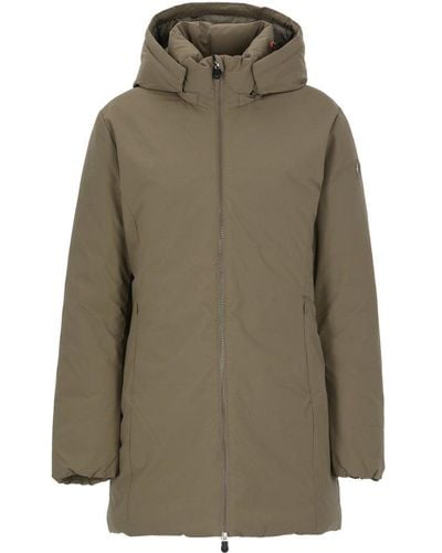 Save The Duck Hooded Padded Long Jacket - Green