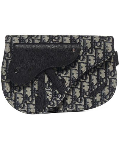 Dior Dior Oblique Jacquard Saddle Pouch Bag - Black