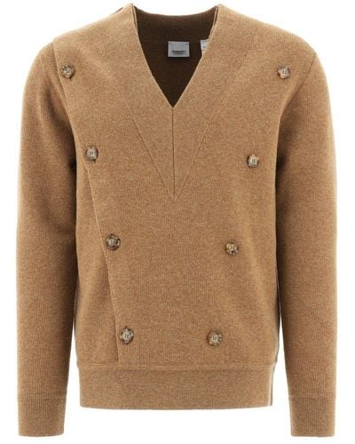Burberry Double-breasted Pullover - Natural