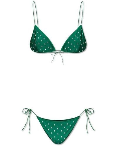 Oséree Crystal Embellished Bikini Set - Green