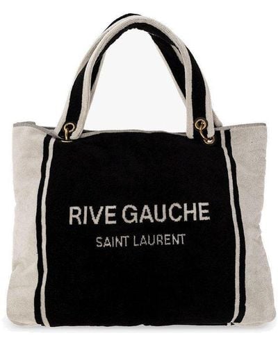 SAINT LAURENT Large Logo-Embroidered Leather-Trimmed Canvas Tote Bag for  Men