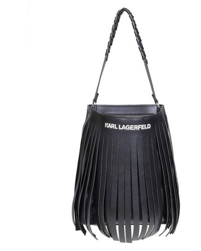 Karl Lagerfeld Hobo Bag With Fringes Colour - Black