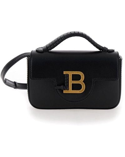 Balmain Logo Plaque Shoulder Bag - Black