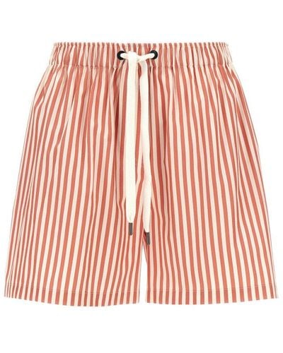 Brunello Cucinelli Striped Drawstring Shorts - Red