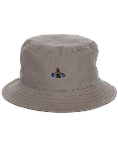Vivienne Westwood Orb Embroidered Bucket Hat - Gray
