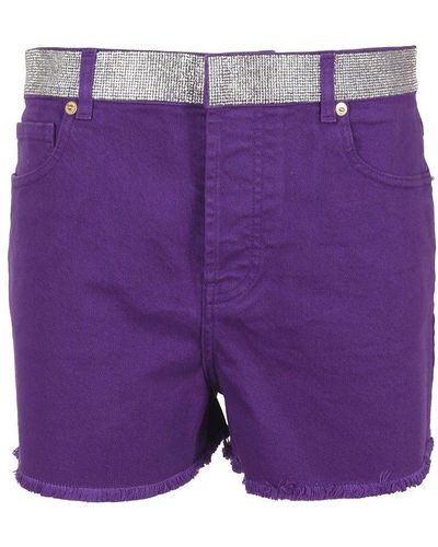 Alexandre Vauthier Crystal Belt Shorts Jeans - Purple
