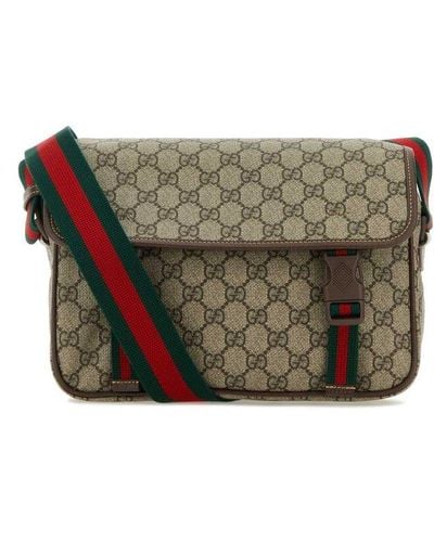 Gucci GG Supreme Leather-trimmed Monogrammed Coated-canvas Messenger Bag - Brown