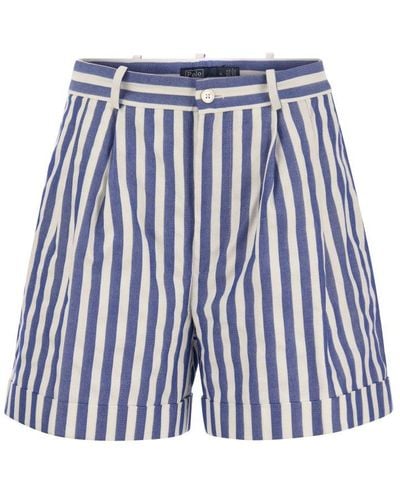 Polo Ralph Lauren High-waist Striped Shorts - Blue