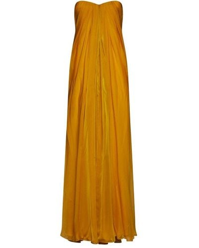 Alexander McQueen Silk Bustier Long Dress - Yellow