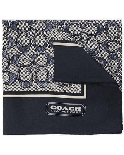 COACH Silk Scarf With Monogram - Grey