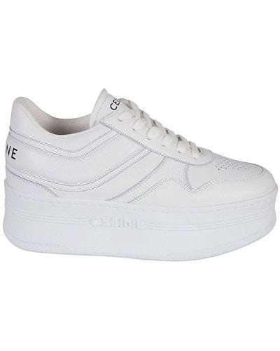 Celine Logo Printed Block Sneakers - White