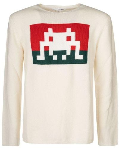 Comme des Garçons Chest Embroidered Sweater - Pink