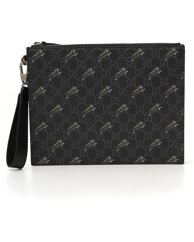 Gucci GG Pouch With Tiger Print - Black