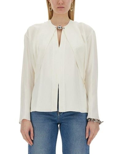 Rabanne Bead-embellished Long-sleeved Blouse - White