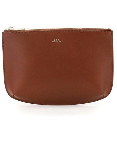 A.P.C. Sarah Leather Pouch - Brown