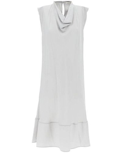 Lemaire Midi Dress With Diagonal Cut In - White