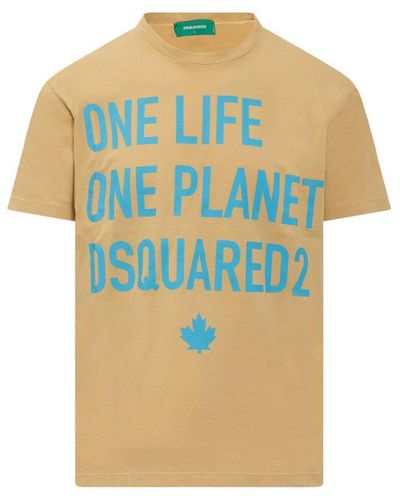 DSquared² Slogan Printed Crewneck T-shirt - Yellow