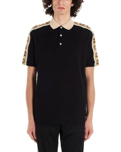 Gucci GG Stripe Polo Shirt - Black