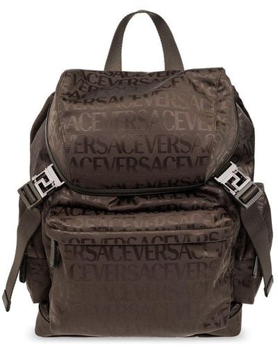 Versace Logo Backpack - Brown