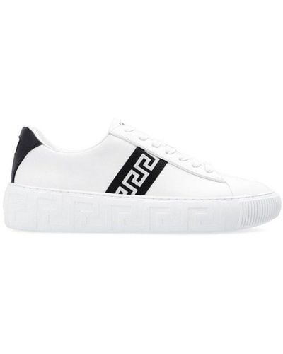 Versace Greca-printed Lace-up Sneakers - White