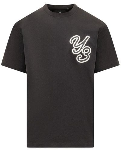 Y-3 Logo Printed Short Sleeved T-shirt - Black