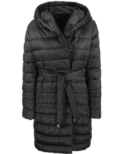 Max Mara The Cube Belted Long-sleeved Down Jacket - Black