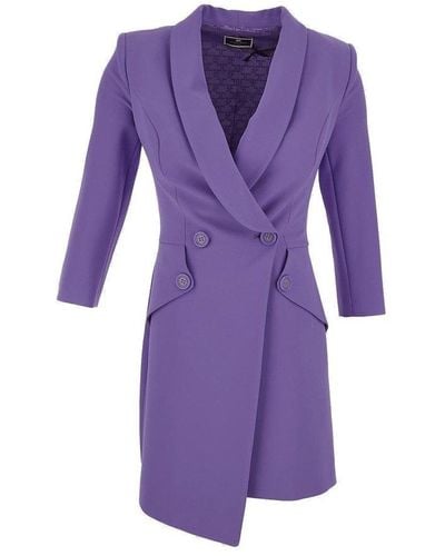 Elisabetta Franchi Double-breasted Asymmetric Mini Dress - Purple